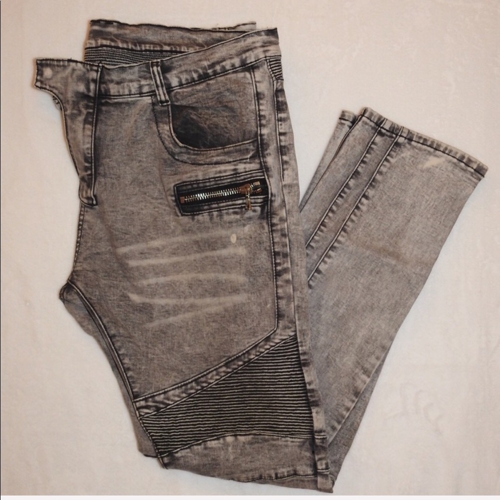 BALMAIN GREY WASHES DENIM JEANS